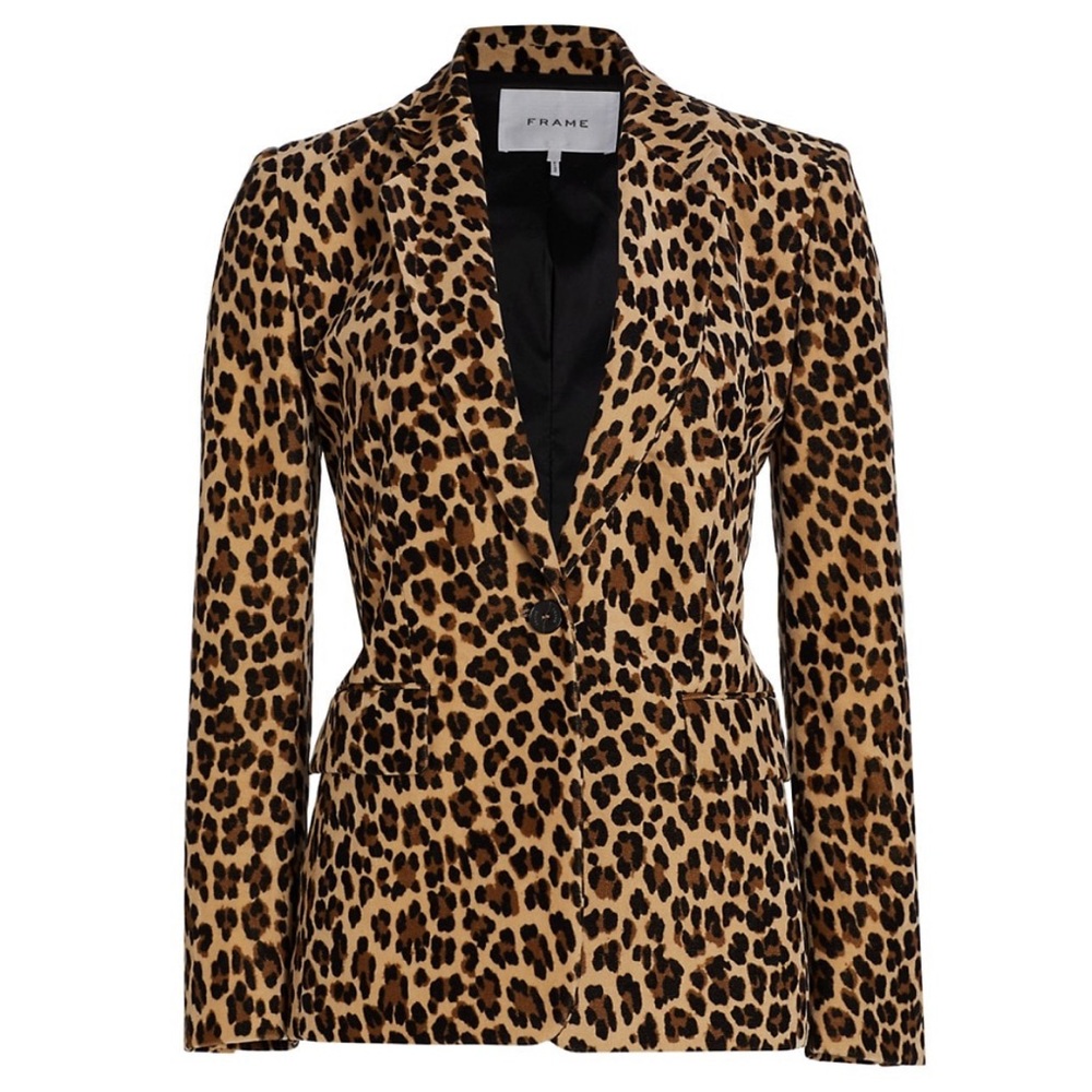 FRAME Classic Cheetah-Print Velvet Blazer